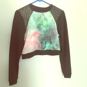 Galaxy print crop long sleeve
